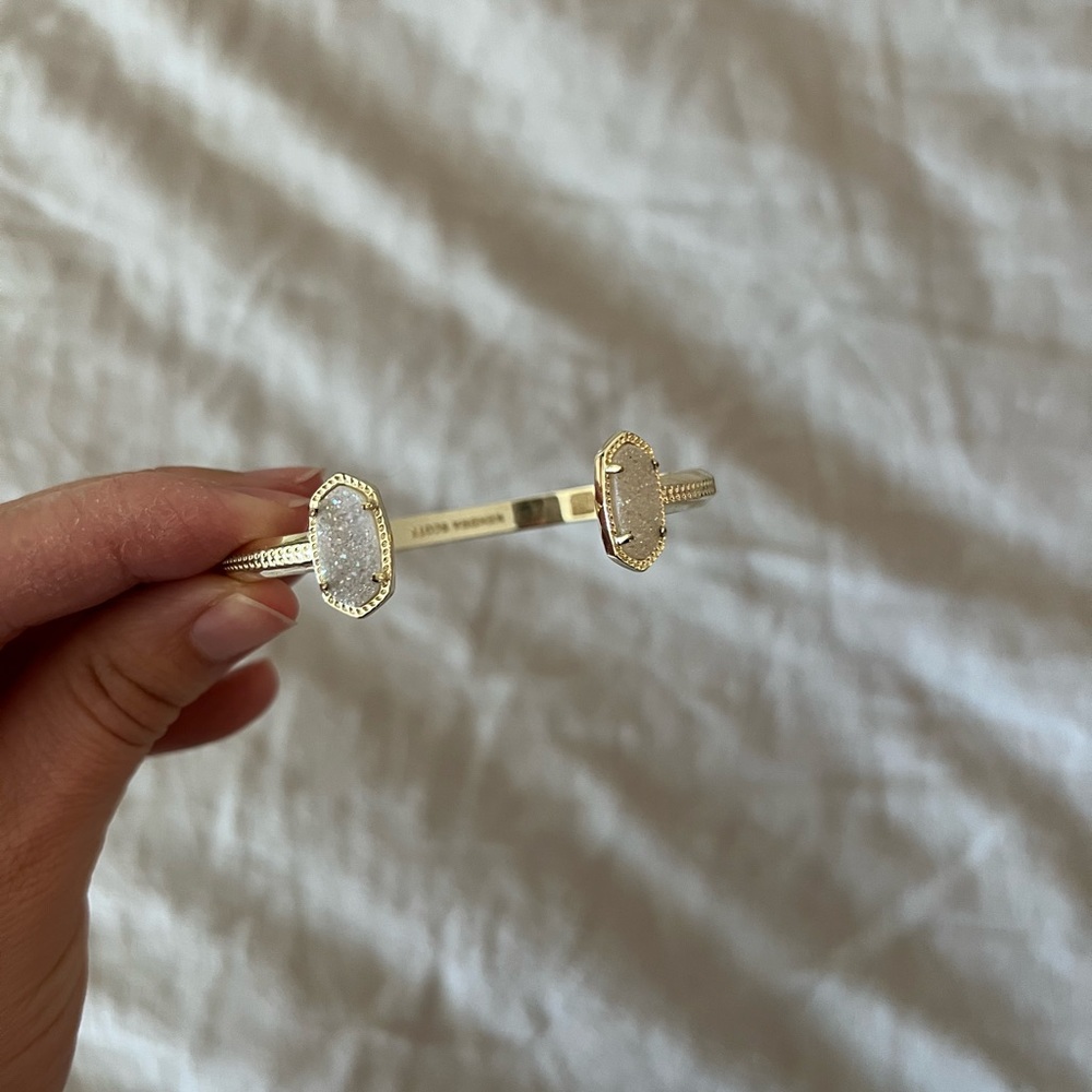 Kendra Scott Elton Gold Cuff Bracelet in Iridescent Drusy